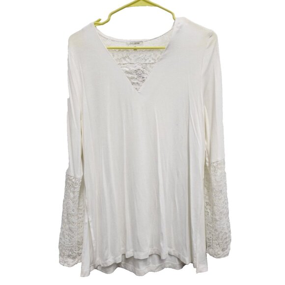 Ava James Womens BOHO Fairy Romantic Blouse Medium White Lace Flare Sleeve - Picture 1 of 10